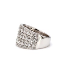 American Jewelry 14k White Gold 1.61ctw Round Brilliant Diamond 7 Row Wide Ladies Ring (Size 6.5)
