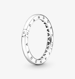 Pandora PANDORA Ring, Logo & Hearts, Clear CZ - Size 54