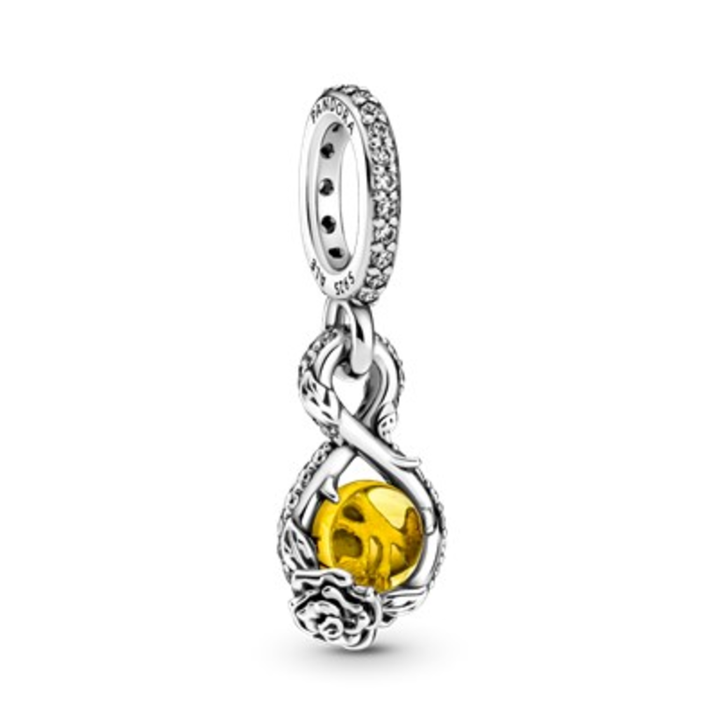 Pandora PANDORA Pendant Disney, Belle Infinity & Rose, Yellow Crystal & Clear CZ