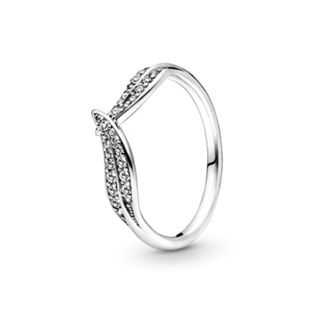 Pandora PANDORA Ring, Sparkling Leaves, Clear CZ - Size 52