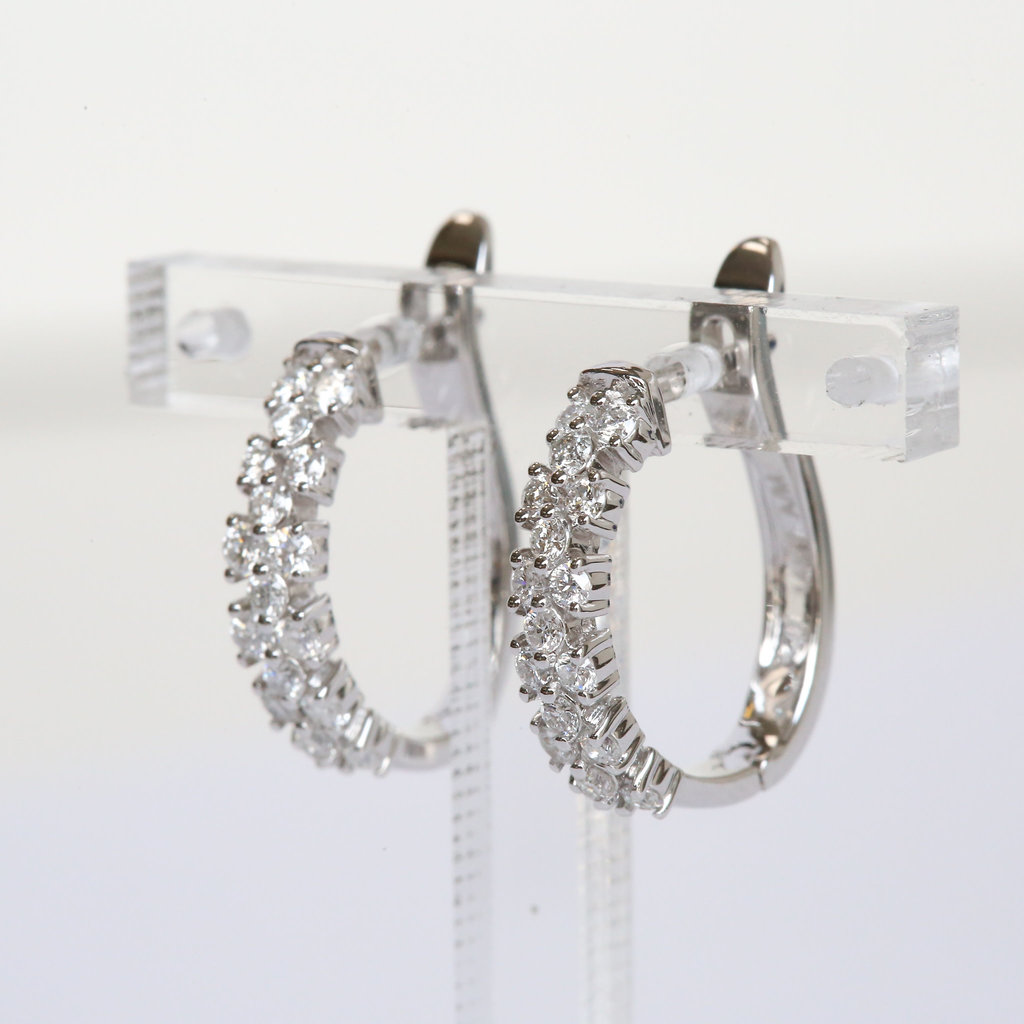 American Jewelry 14K White Gold .50ctw Diamond Cluster Hoop Earrings
