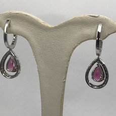 American Jewelry 18k White Gold 2.86ctw Pear Pink Tourmaline & 1.01ctw Diamond Halo Dangle Earrings