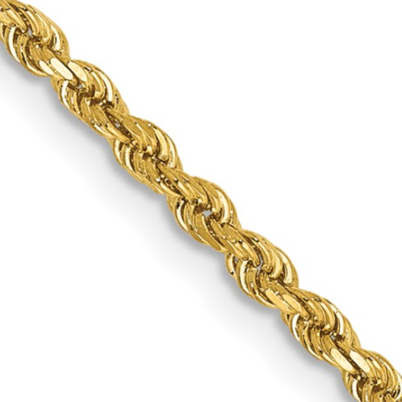 American Jewelry 14K Yellow Gold 3.2mm Diamond Cut Rope Chain (18")