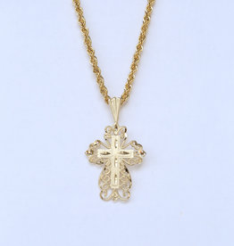 American Jewelry 14K Yellow Gold Cross Pendant (Chain Not Included)
