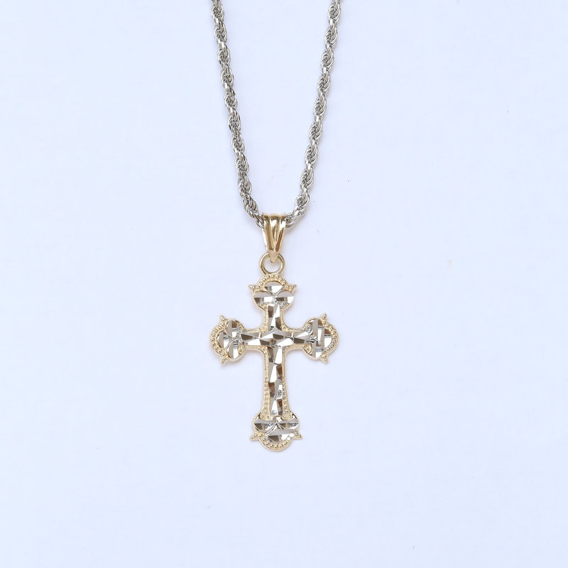 American Jewelry 14K Two Tone Cross Pendant (Chain Not Included)