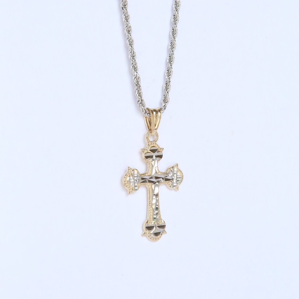 American Jewelry 14K Two Tone Cross Pendant (Chain Not Included)