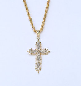 American Jewelry 10K Two Tone Diamond Accented Cross Pendant (Chain Not Included)