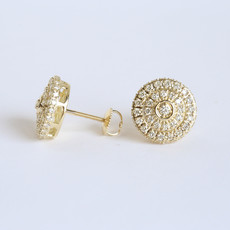 American Jewelry 14K Yellow Gold 1.50ctw Diamond Cluster Stud Earrings