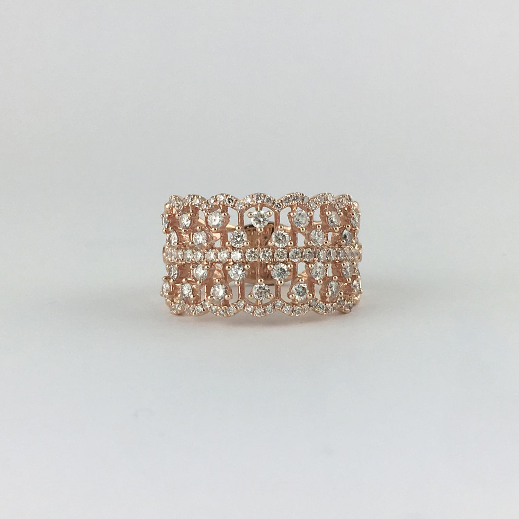 American Jewelry 14k Rose Gold 1.10ctw Diamond Open Lace Band