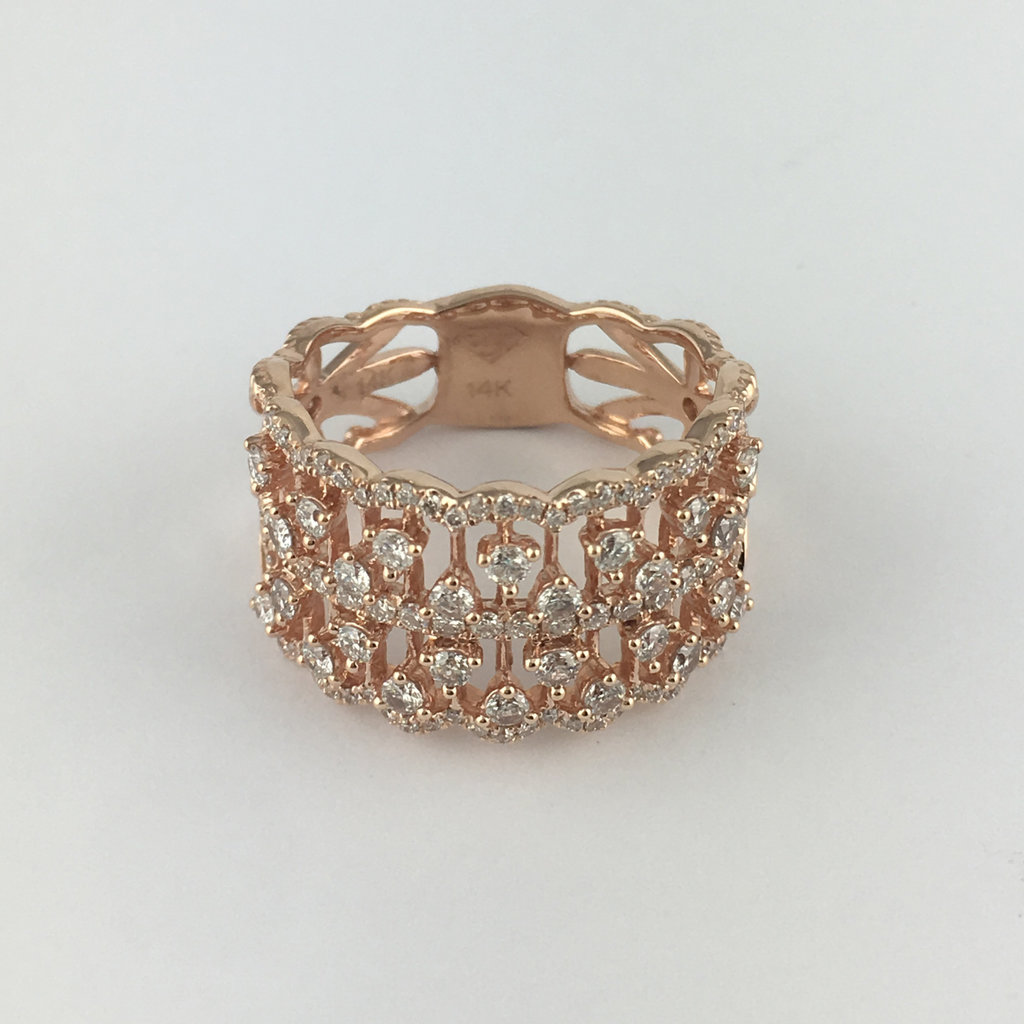 American Jewelry 14k Rose Gold 1.10ctw Diamond Open Lace Band