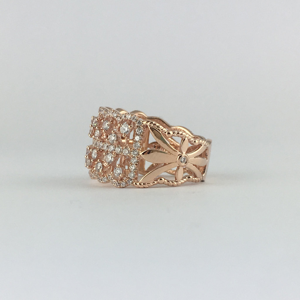 American Jewelry 14k Rose Gold 1.10ctw Diamond Open Lace Band