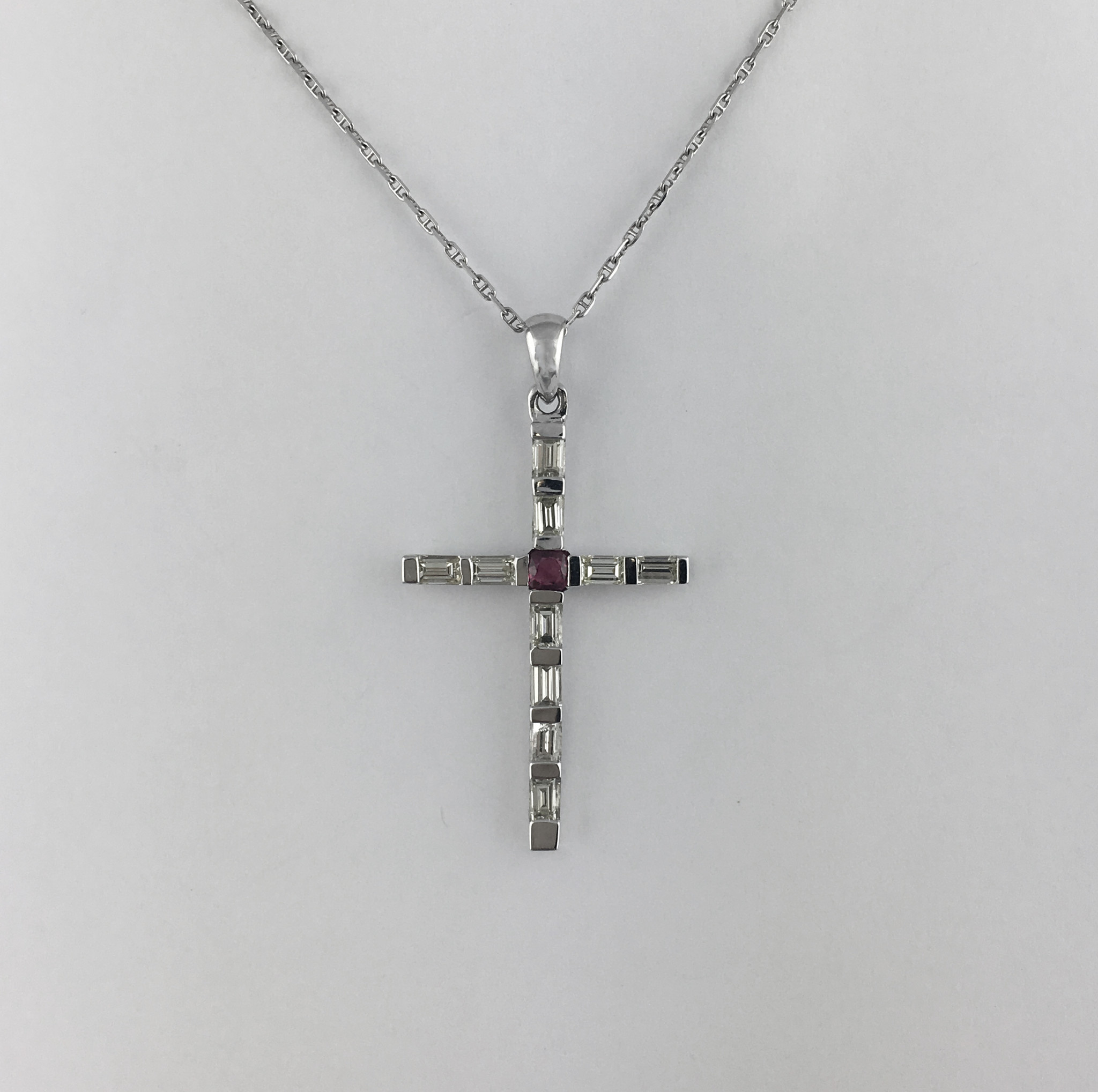 Ruby cross deals pendant necklace