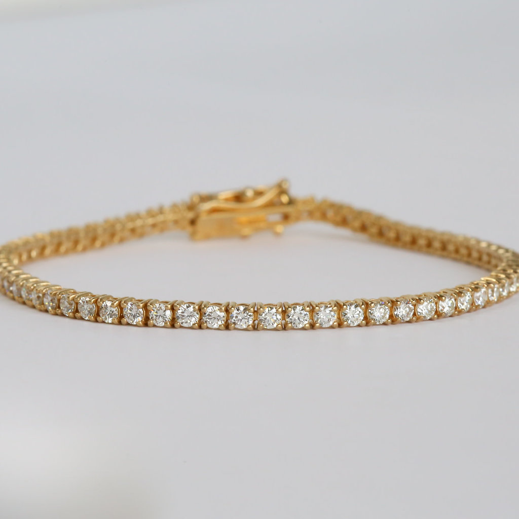 American Jewelry 14K Yellow Gold 3.35ctw Diamond Tennis Bracelet (7")