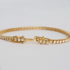 American Jewelry 14K Yellow Gold 3.35ctw Diamond Tennis Bracelet (7")