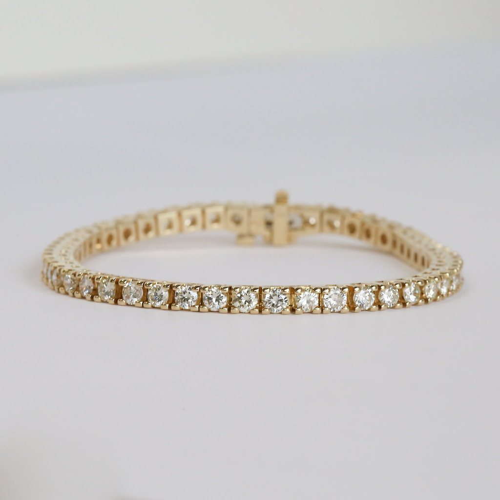 American Jewelry 14K Yellow Gold 4.67ctw Diamond Tennis Bracelet (7")