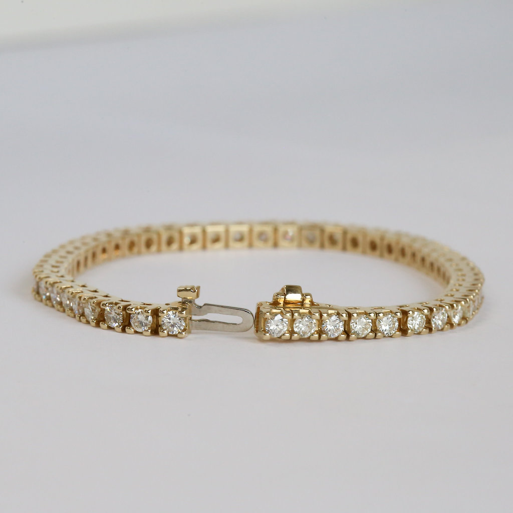 American Jewelry 14K Yellow Gold 4.67ctw Diamond Tennis Bracelet (7")