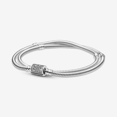 Pandora PANDORA Bracelet, Double Wrap w/ Barrel Clasp, Clear CZ - 18 cm / 7.1 in