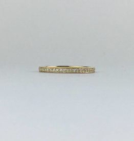 American Jewelry 18k Yellow Gold 1/4ctw Diamond Eternity Milgrain Stackable Wedding Band Ring (Size 6.5)