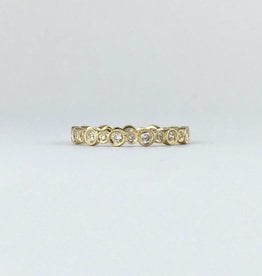 American Jewelry 18k Yellow Gold 1/2ctw Diamond Alternating Bezel Milgrain Stackable Eternity Wedding Band Ring