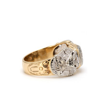 American Jewelry ESTATE 14k Yellow & White Gold Estate 32 Degree Masonic Gents Ring (Size 9)