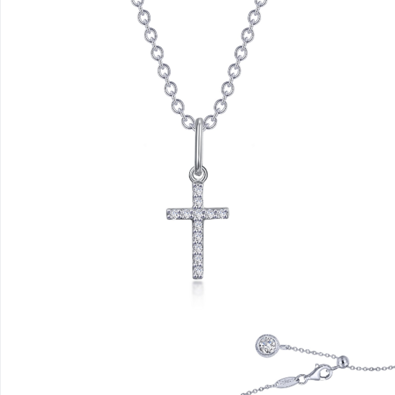 Lafonn Lafonn Sterling Silver .37ctw Simulated Diamond Mini Cross Pendant (20")