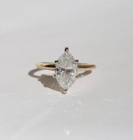 American Jewelry 14K Yellow Gold Approx. 1.3ct F/I1 Marquise Vintage Solitaire Engagement Ring (Size 4)