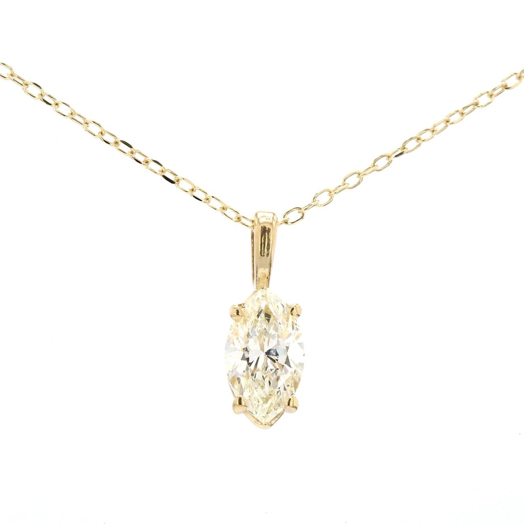 American Jewelry 14k Yellow Gold 1.03ct J-K/SI2 Marquise Diamond Solitaire Pendant