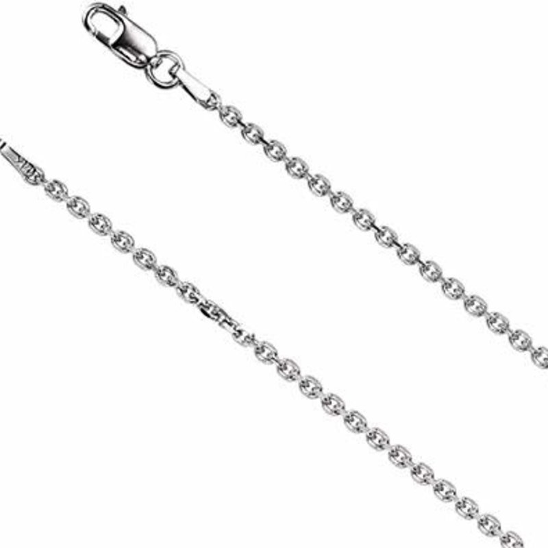 American Jewelry 14k White Gold 24" 1.75mm Diamond-Cut Cable Link Chain