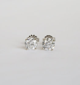 American Jewelry 14K White Gold Apx. 1.86ctw G-H/SI3 Martini Diamond Stud Earrings