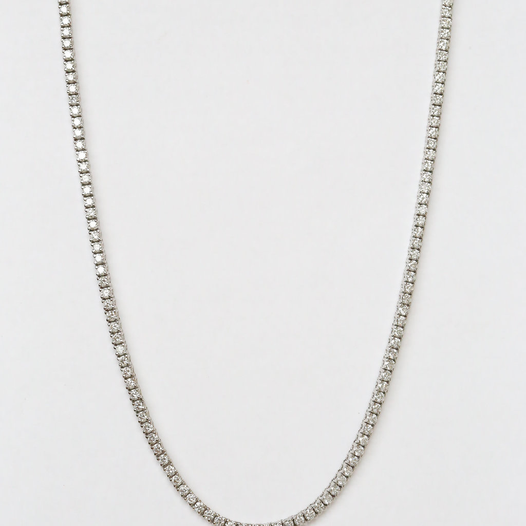 American Jewelry 14K White Gold 8.20ctw Diamond Tennis Necklace (18")