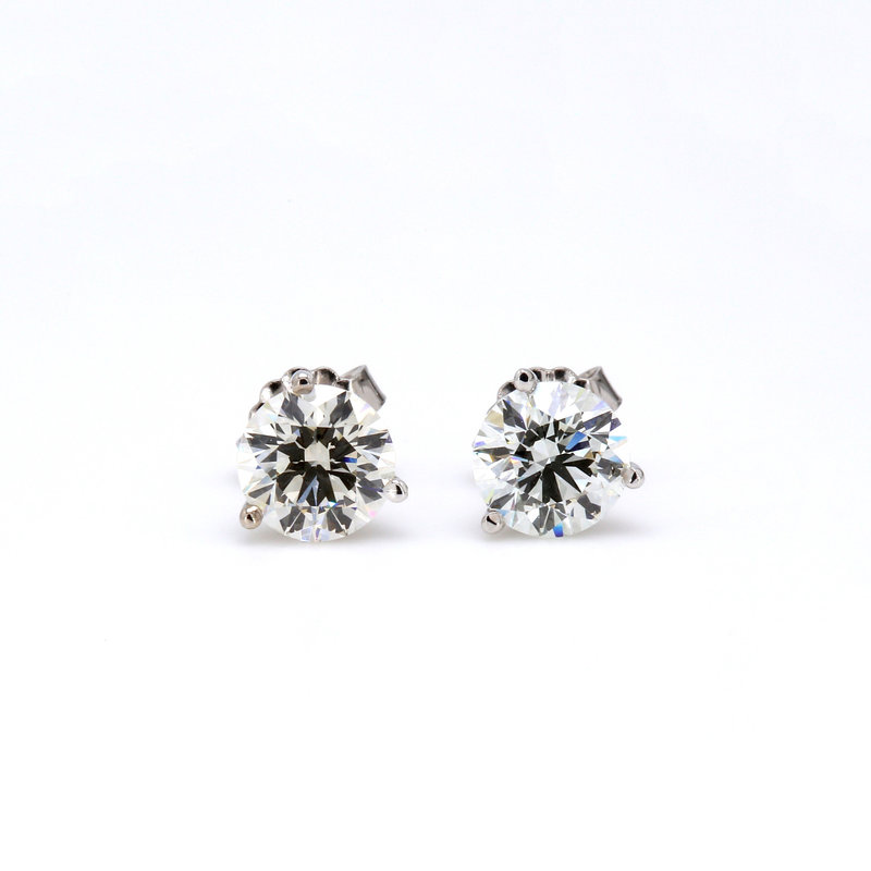 American Jewelry 14k White Gold 2.28ct Lab Grown Round Brilliant Diamond Stud Earrings