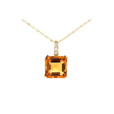 American Jewelry 14k Yellow Gold 4.31ct Citrine & .05ctw Diamond Pendant