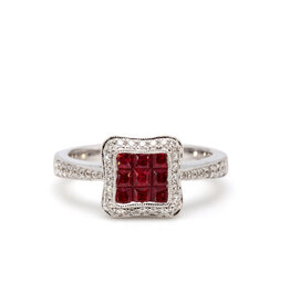 American Jewelry 18k White Gold .77ctw Ruby & .35ctw Diamond Ladies Ring (Size 6.25)