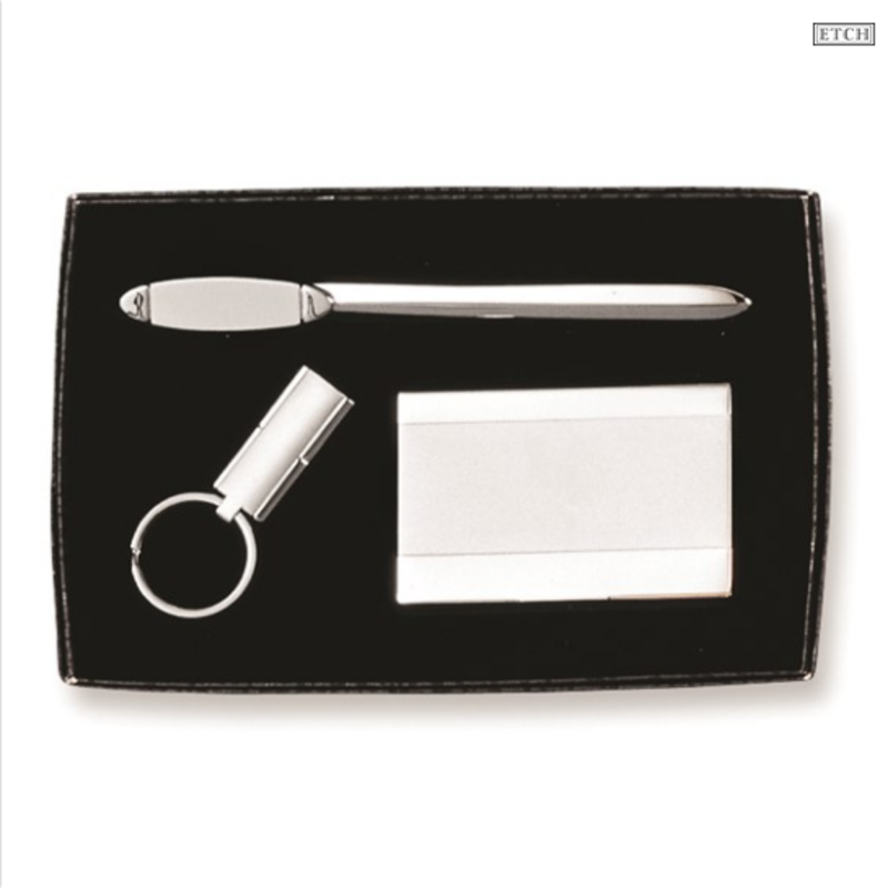 American Jewelry Business Card Holder, Key Ring & Letter Opener 3-piece Gift Set