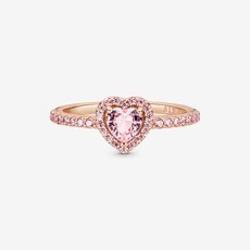 Pandora PANDORA Rose Ring, Sparkling Elevated Heart, Pink Crystal & CZ - Size 54