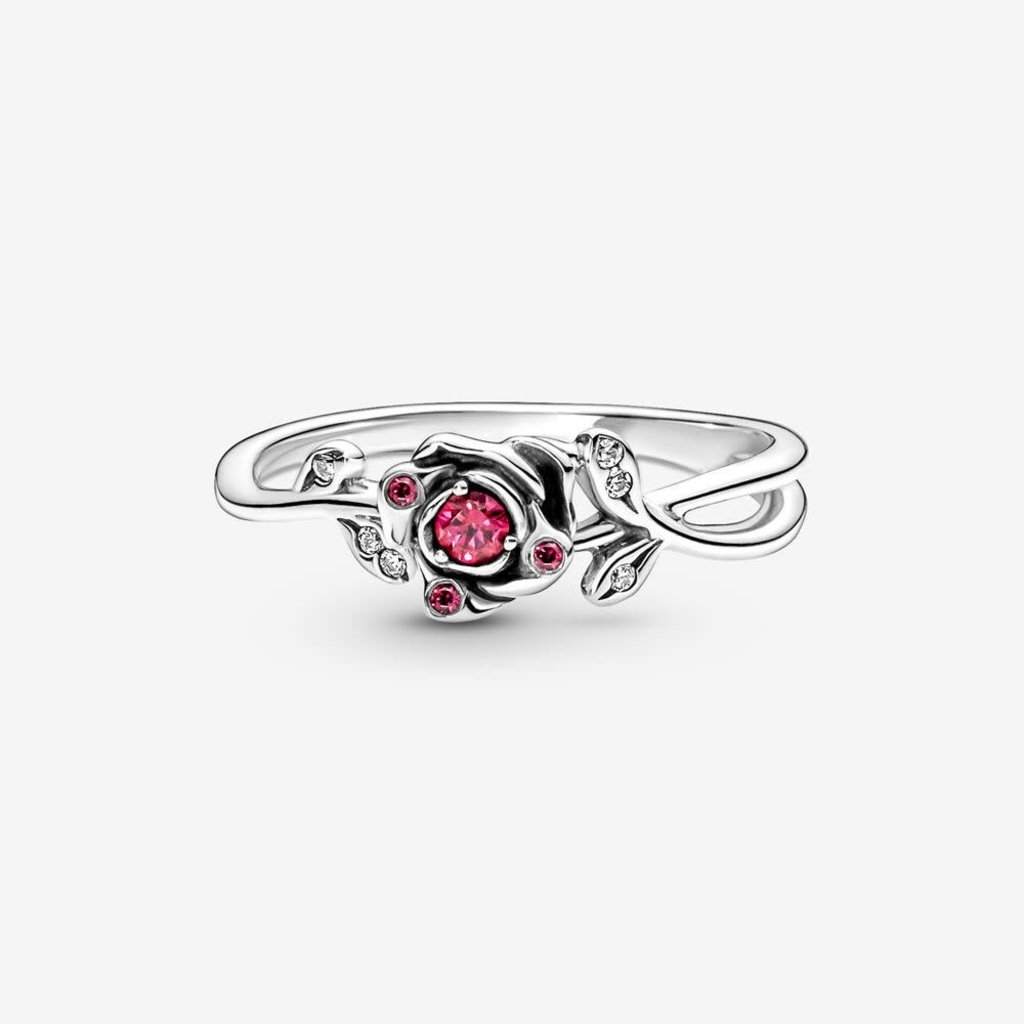 Pandora PANDORA Ring Disney, Beauty & the Beast Rose, Red & Clear CZ - Size 54