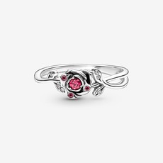 Pandora PANDORA Ring Disney, Beauty & the Beast Rose, Red & Clear CZ - Size 54