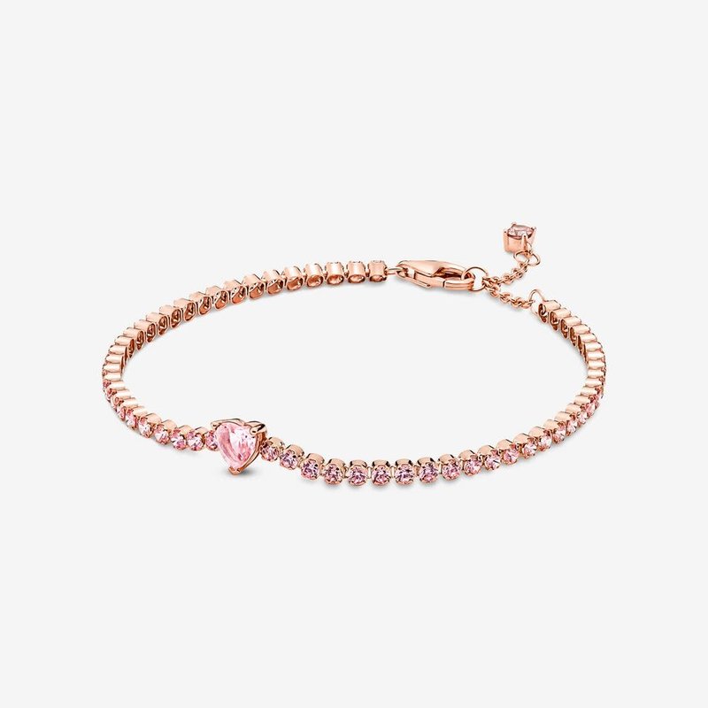 Pandora PANDORA Rose Sparkling Heart Tennis Bracelet, Pink Crystal - 20 cm / 7.9 in