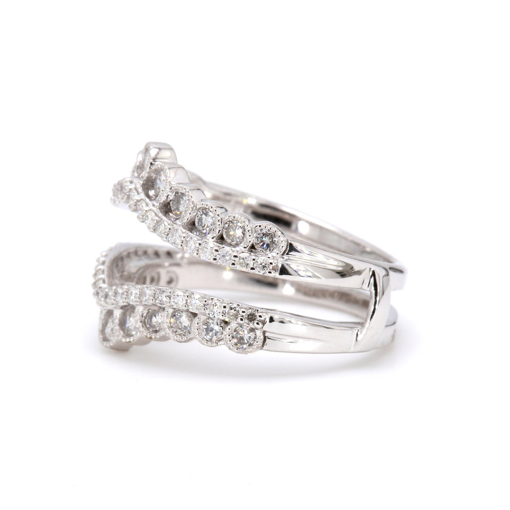 American Jewelry 14k White Gold 1.08ctw Diamond Ring Guard Wedding Band (Size 7)