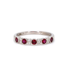 American Jewelry 14k White Gold .40ctw Ruby & .16ctw Diamond Stackable Ladies Band (Size 6.75)