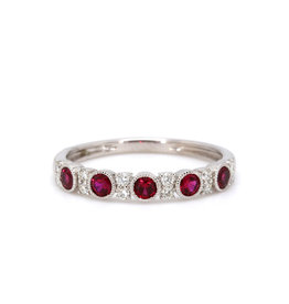 American Jewelry 14k White Gold .40ctw Ruby & .16ctw Diamond Stackable Ladies Band (Size 6.75)