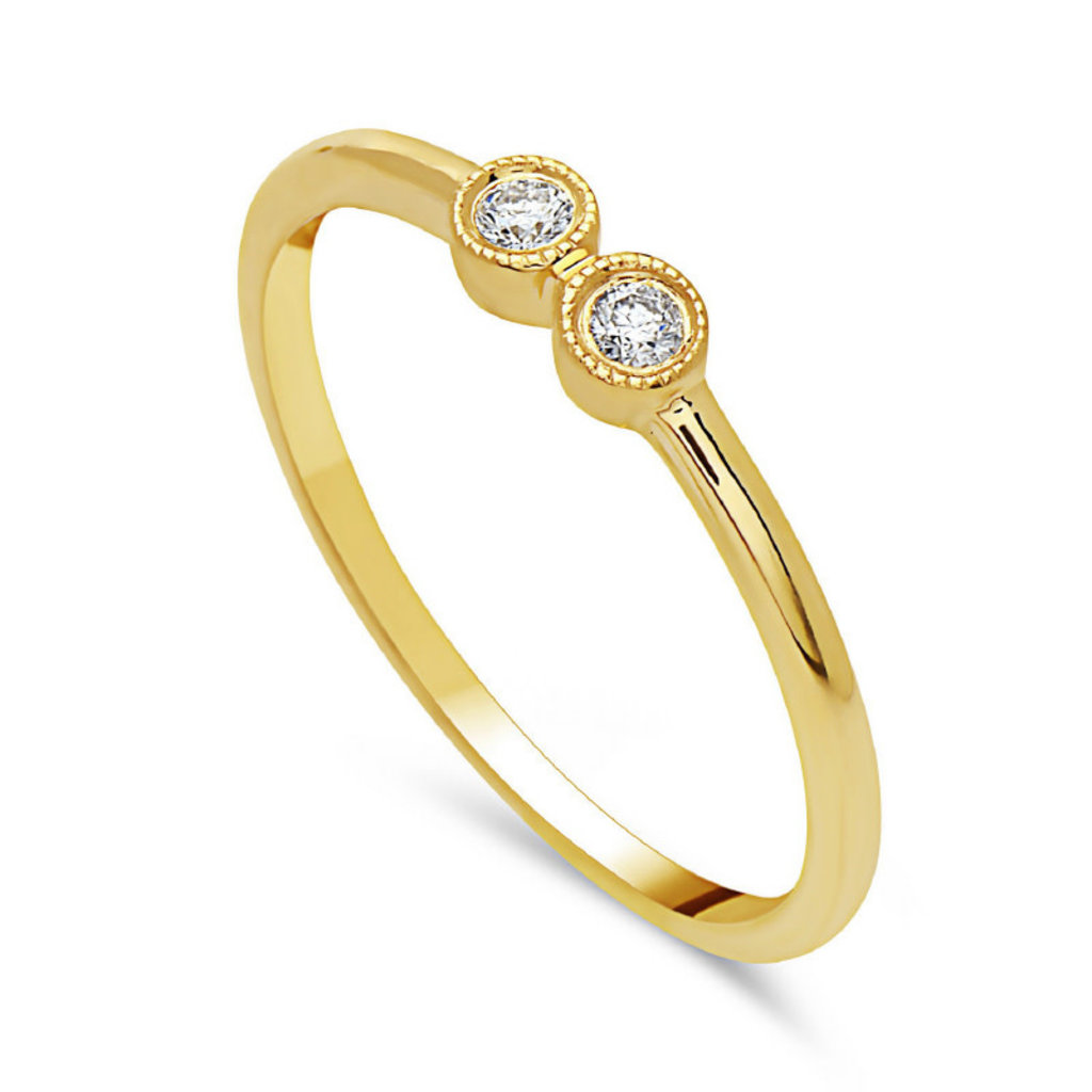 American Jewelry 14k Yellow Gold .07ctw Diamond 2 Bezel Stackable Ladies Ring (Size 6.5)