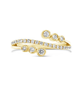 American Jewelry 14k Yellow Gold .25ctw Diamond Bezel Bypass Ladies Ring (Size 6)