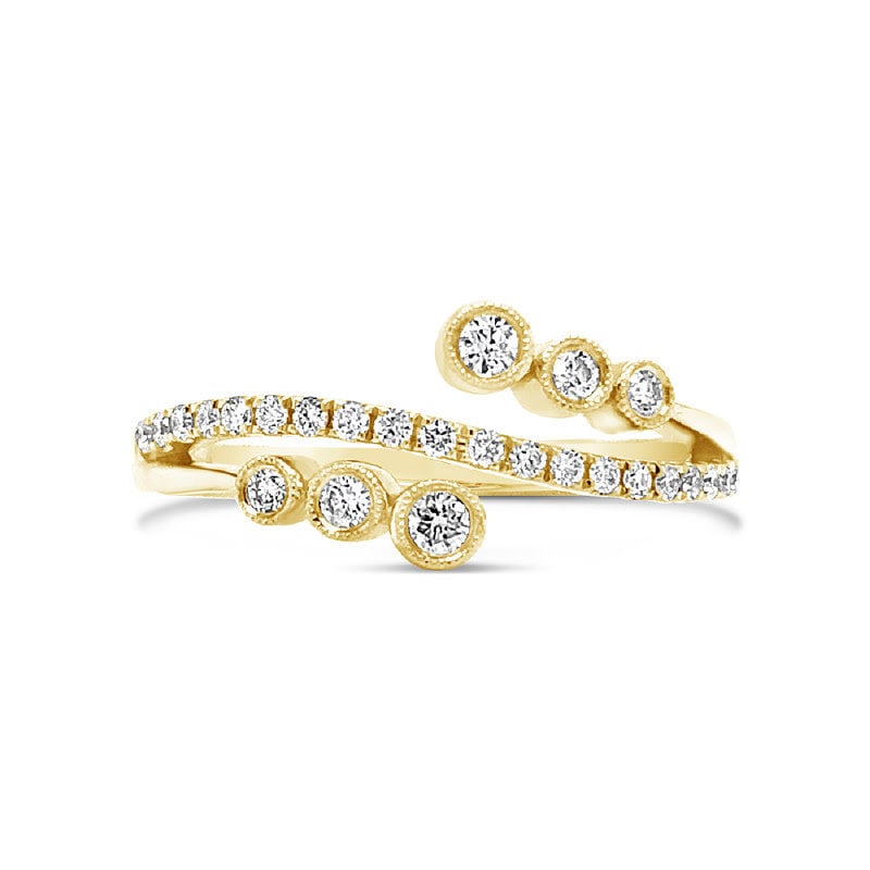 American Jewelry 14k Yellow Gold .25ctw Diamond Bezel Bypass Ladies Ring (Size 6)