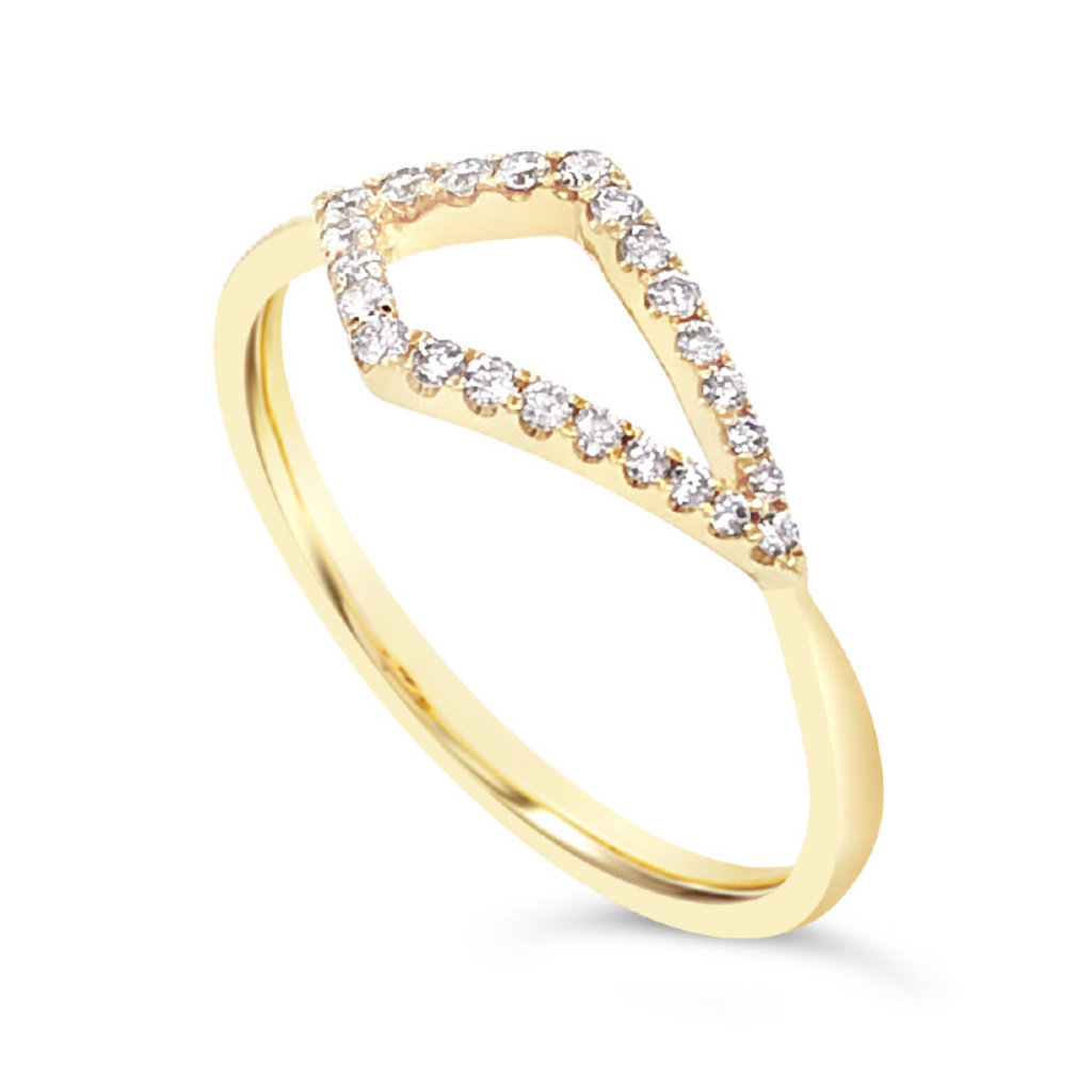 American Jewelry 14k Yellow Gold .15ctw Diamond Geometric Ladies Fashion Ring (Size 6.25)