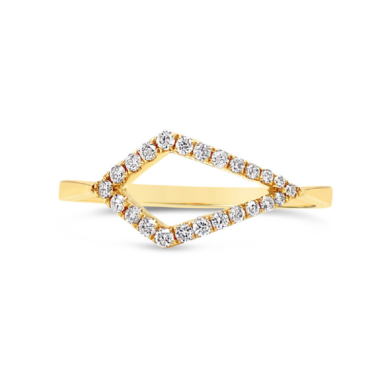 American Jewelry 14k Yellow Gold .15ctw Diamond Geometric Ladies Fashion Ring (Size 6.25)