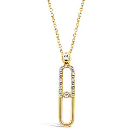 American Jewelry 14k Yellow Gold .10ctw Diamond Paperclip Fashion Pendant (16-18")