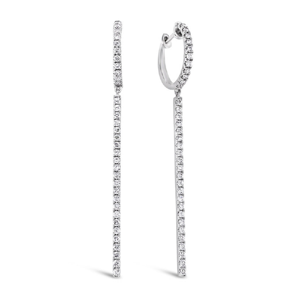 American Jewelry 14k White Gold .63ctw Diamond Line Dangle Earrings