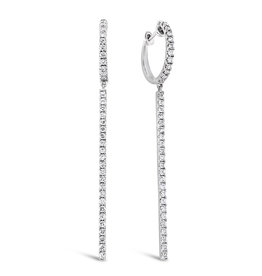 American Jewelry 14k White Gold .63ctw Diamond Line Dangle Earrings