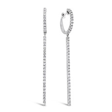 American Jewelry 14k White Gold .63ctw Diamond Line Dangle Earrings